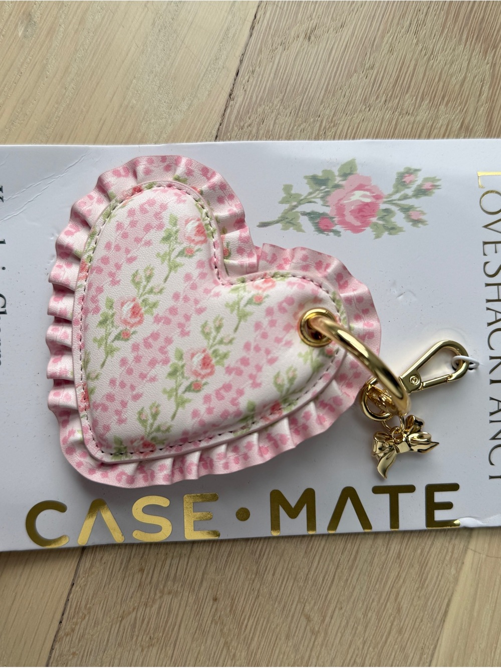 LoveShackFancy heart keychain, fits an airtag